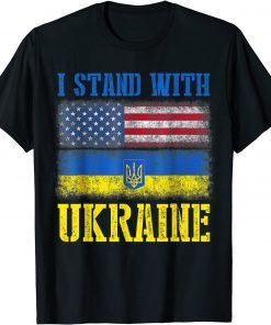 Support I Stand With Ukraine American Ukrainian Flag Classic Shirt