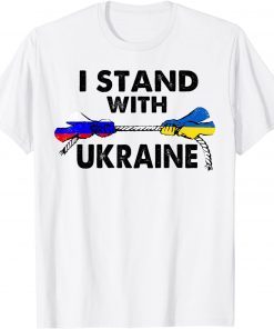 Support I Stand With Ukraine American Ukrainian Russian Flag Gift Shirt