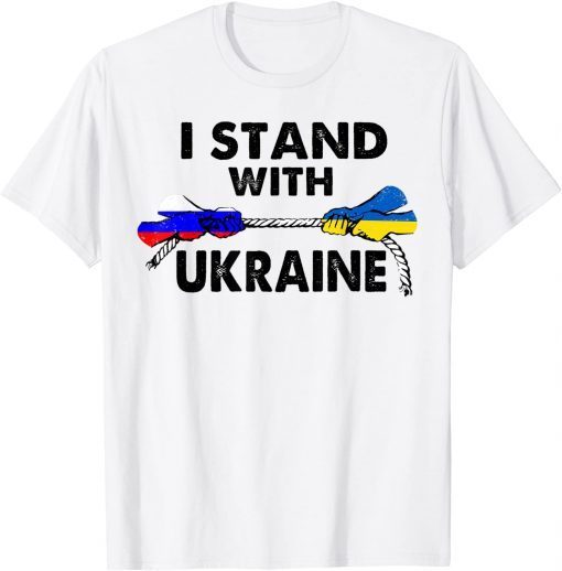 Support I Stand With Ukraine American Ukrainian Russian Flag Gift Shirt