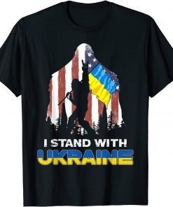 Support Ukraine I Stand With Ukraine American Flag Bigfoot Gift Shirt