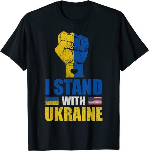 Support Ukraine I Stand With Ukraine Vintage Ukrainian Flag T-Shirt