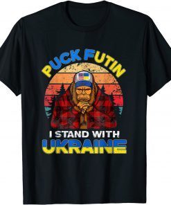 Support Ukraine Puck Futin I Stand With Ukraine Flag Bigfoot Gift Shirt