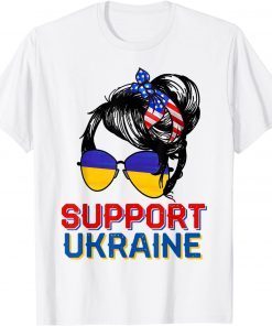 Support Ukraine Woman Flag American Ukrainian Roots Gift Shirt