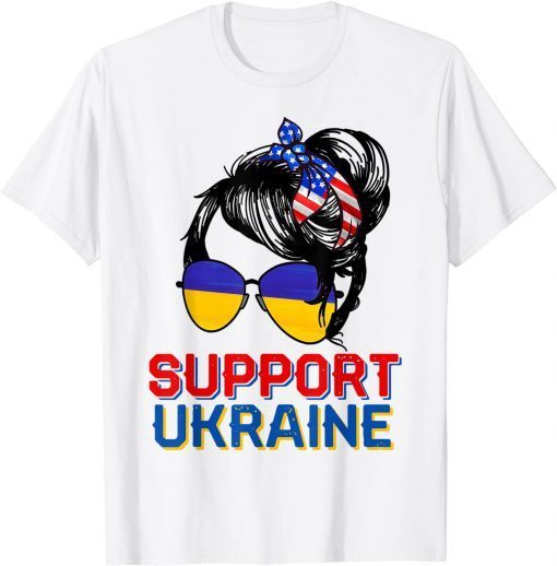 Support Ukraine Woman Flag American Ukrainian Roots Gift Shirt