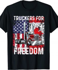 Trucker For Freedom Convoy 2022 American Canadian Flag Limited Shirt