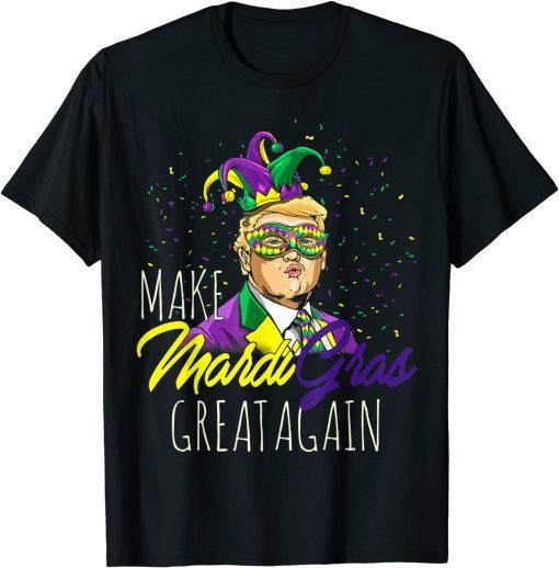 Trump Mask Mardi Gras Festival Parading Biden Liberal Joke T-Shirt