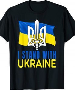 Ukraine Flag and Trident Ukrainian Vintage T-Shirt