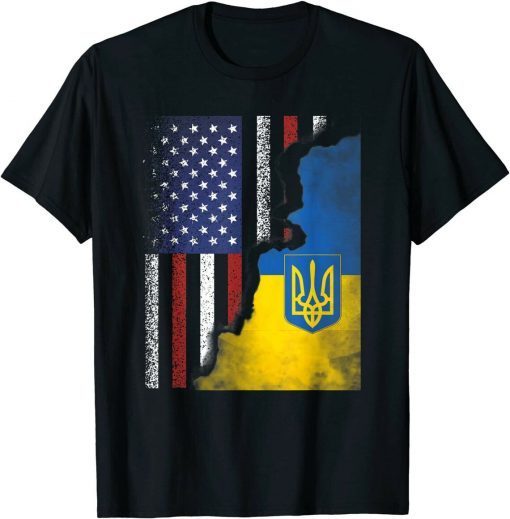 Ukrainian American Flag Ukraine Usa America Roots Support Ukraine Shirt