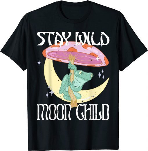 Vintage Retro Stay Wild Moon Child Frog Peace Love Hippie Gift Shirt