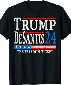 Vintage Trump Desantis 2024 The Freedom Ticket USA Flag Gift Shirt