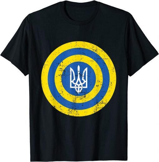 Captain Ukraine Ukrainian Flag Europe Solidarity Distressed Pray Ukraine T-Shirt