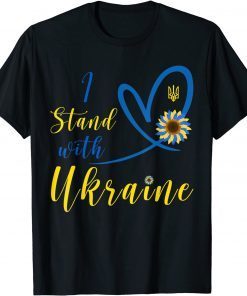 No War I Stand With Ukraine Heart Sunflower Flag Symbol Support Ukraine T-Shirt