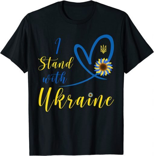 No War I Stand With Ukraine Heart Sunflower Flag Symbol Support Ukraine T-Shirt