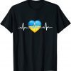 I Stand With Ukraine Heartbeat Ukrainian Flag with Heart Save Ukraine T-Shirt