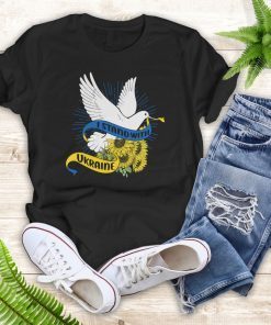 I Stand With Ukraine Support Ukraine Peace Dove And Sunflowers Save Ukraine T-shirt