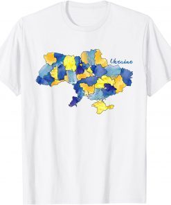 I Stand With Ukraine Ukrainian Map Watercolor Save Ukraine T-Shirt