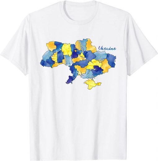 I Stand With Ukraine Ukrainian Map Watercolor Save Ukraine T-Shirt