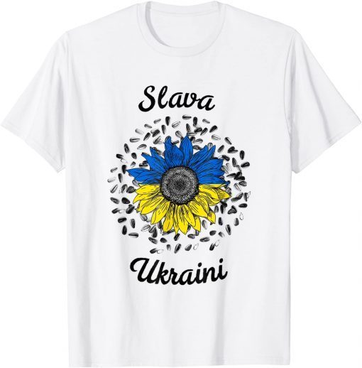 Slava Ukraini Sunflower Ukrainian Flag I Stand With Ukraine Save Ukraine T-Shirt