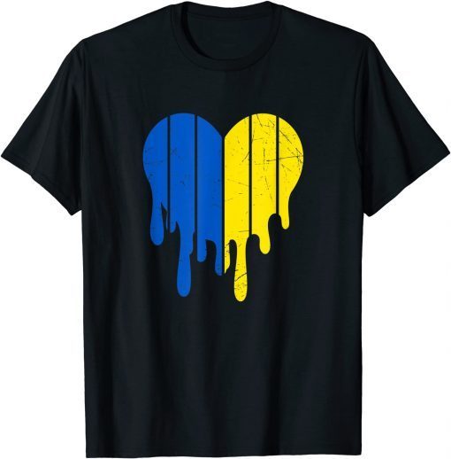 Support Ukraine I Stand With Ukraine Heart Ukrainian Flag Save Ukraine T-Shirt