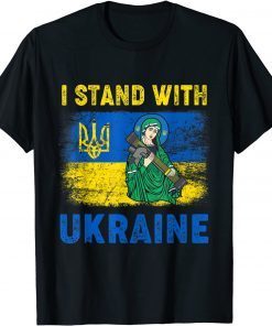 Vintage I Stand With Ukraine Saint Javelin Ukrainian Flag T-Shirt