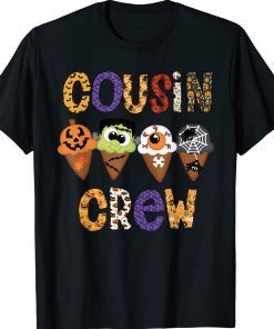 Cousin Crew Halloween Horror Ice Cream Pumpkin Face Monster Tee Shirt