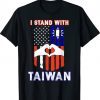 Funny I Stand With Taiwan Support Taiwanese & American Flag Tee Shirt