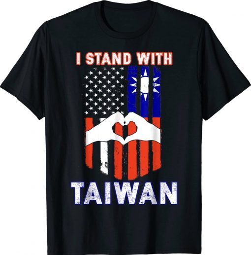 Funny I Stand With Taiwan Support Taiwanese & American Flag Tee Shirt