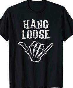 Shaka Skeleton Hang Loose Vintage Halloween Surfer Tee Shirt