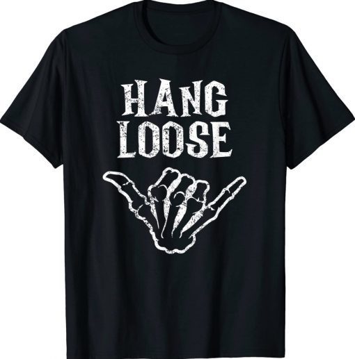 Shaka Skeleton Hang Loose Vintage Halloween Surfer Tee Shirt