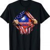 I Stand with Taiwan Flag American Flag support Taiwan Tee Shirt