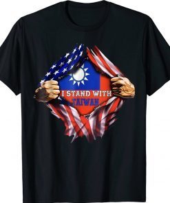 I Stand with Taiwan Flag American Flag support Taiwan Tee Shirt