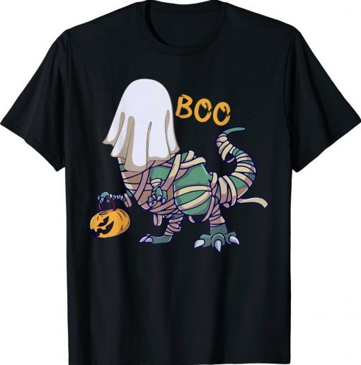 Ghost Mummy Dinosaur Funny Boo Halloween Pumpkin Tee Shirt