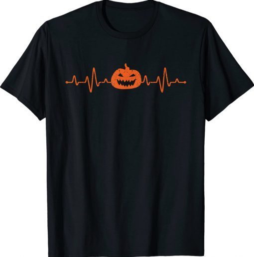 Pumpkin Heartbeat Funny Halloween Party Love Pumpkins Pulse Tee Shirt