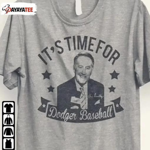 Vintage Vin Scully It’S Time For Dodgers Baseball 1927-2022 Tee Shirt