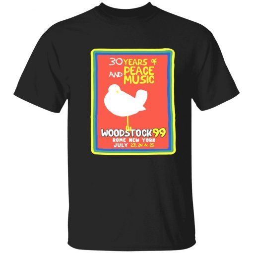 30 years of and peace music woodstock 9 rome new york tee shirt