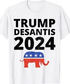 Vintage Trump Desantis 2024 The Freedom Ticket USA Elephant Tee Shirt