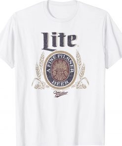 Miller Lite A Fine Pilsner Beer Distressed Tee Shirt