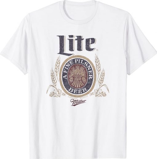 Miller Lite A Fine Pilsner Beer Distressed Tee Shirt