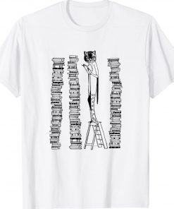 Lady Cat And Stack Of Books Reading Vintage TShirt