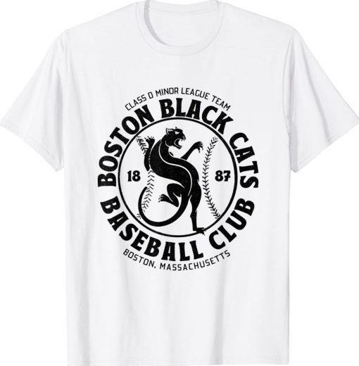 Boston Black Cats Baseball Retro Minor League Baseball Team Tee Shirt