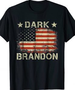 Dark Brandon Biden Political Humour American Flag Funny Tee Shirt