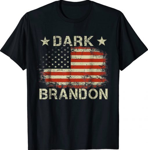 Dark Brandon Biden Political Humour American Flag Funny Tee Shirt