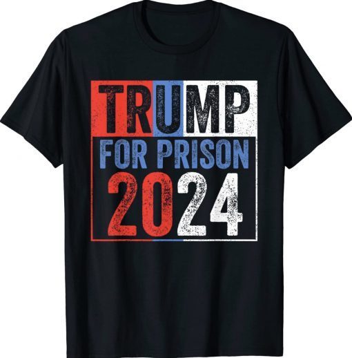 Anti-Trump America Flag Trump Prison 2024 Tee Shirt