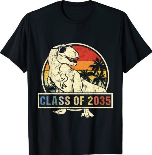 Class Of 2035 Grow With Me First Day Of School Dinosaur Tee Shirt