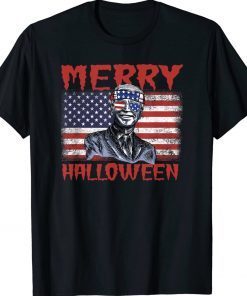 Merry Halloween Distressed Flag Biden Tee Shirt