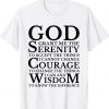 Serenity Prayer AA NA Sober Recovery Tee Shirt