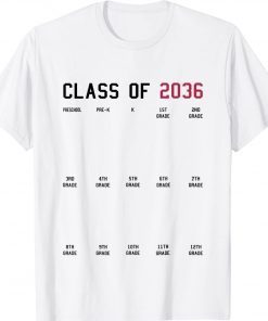 Class of 2036 Graduation First Day of School Grow With Me Tee Shirt