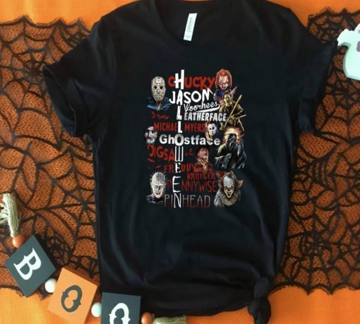 Halloween Horror Movie Killers Scary Friends Tee Shirt