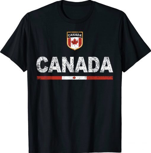 Canada Soccer Fans Jersey Canadian Flag Football Lovers Tee Shirt