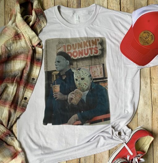 Halloween Horror Dunkin Donuts Horror Movie T-Shirt